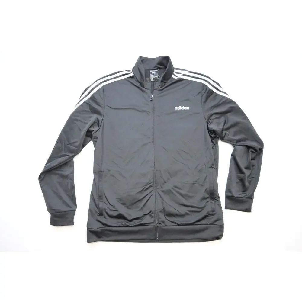 Adidas Track Jacket Black Performance Full Zip Athletic Mens‎ Size XL